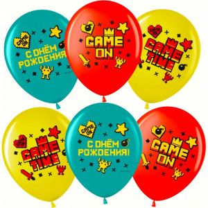 Воздушный Шар (12''/30 см) Game Time, С Днем Рождения!