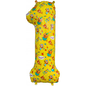 Шар (34''/86 см) Цифра 1, Три Кота