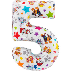 Шар (26''/66 см) Цифра, 5 Щенячий Патруль