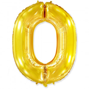 Воздушный шар (40''/102 см) Цифра, 0, Золото